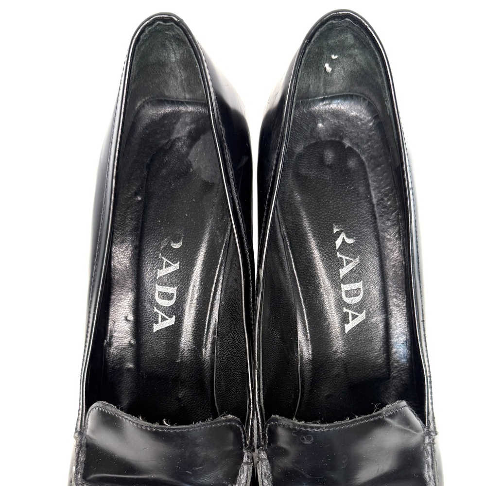 Prada Vintage, Late 1990, Glossy Black Leather block heels pumps , Sz 8.5 - Picture 3 of 13